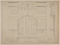 217213 Opstand en doorsneden van de hoofdingang van de kazerne Damlust (Leidseweg) te Utrecht. (8e blad)N.B. De naam ...